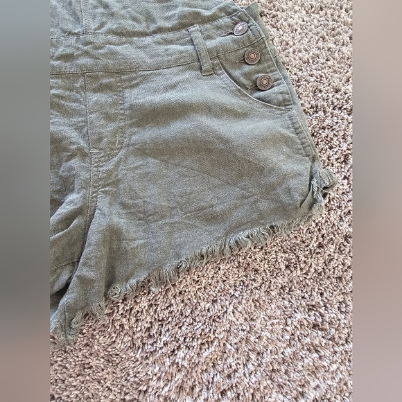 American Original Rewash Olive Green Overall Shorts With Pockets Small - Picture 8 of 11